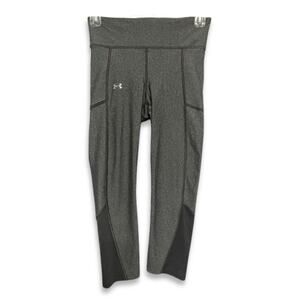 Under Armour High Rise Leggings Mesh Panels Stretchy Heathered Gray Women's 25